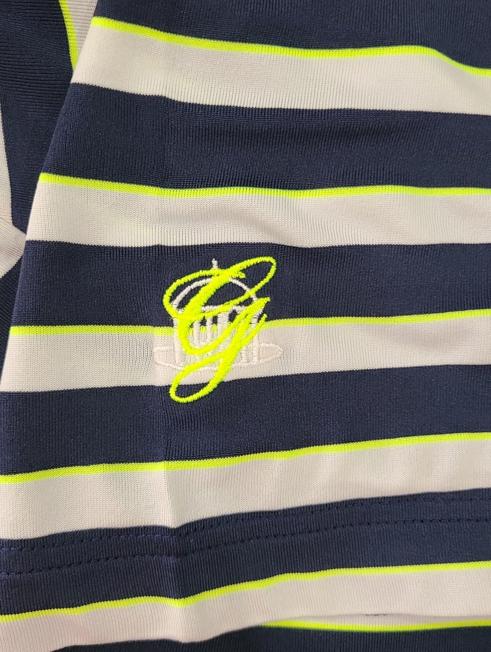 Lacoste Golf Shirt Blue and Neon Green Striped Size 7/XL - Picture 12 of 16